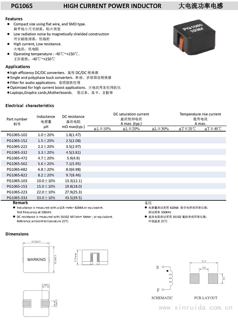 PG1065 大電流功率電感