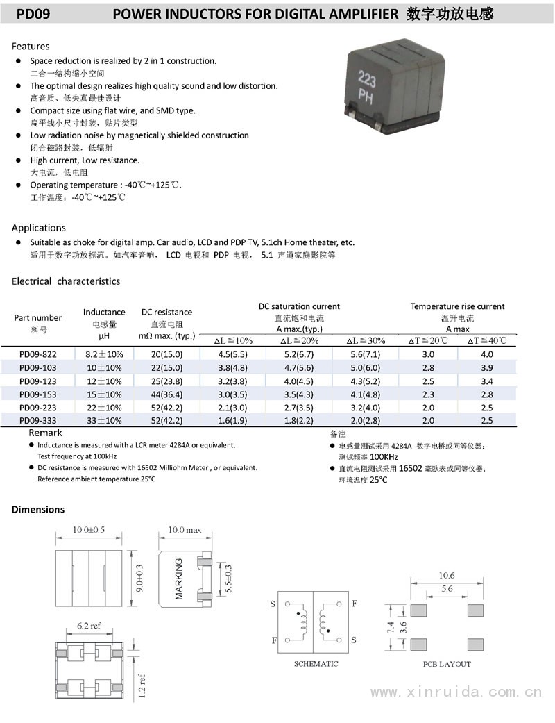 PD09 數(shù)字功放電感