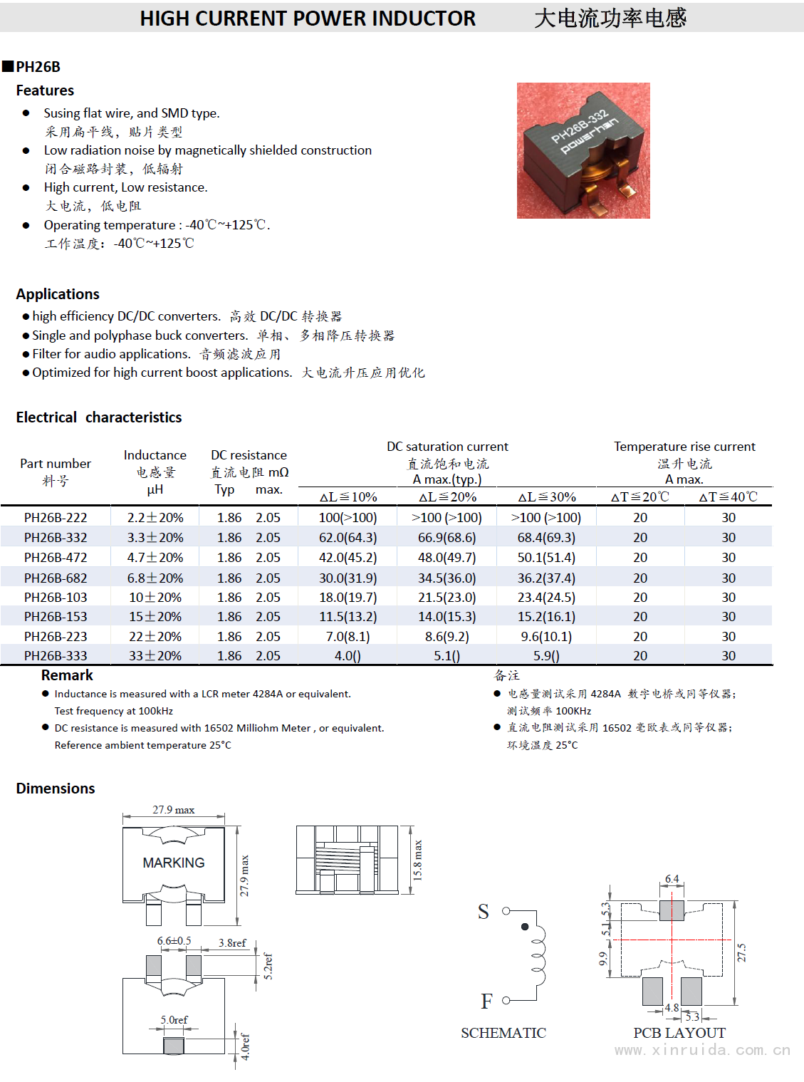 扁平線大電流電感PH26B系列1