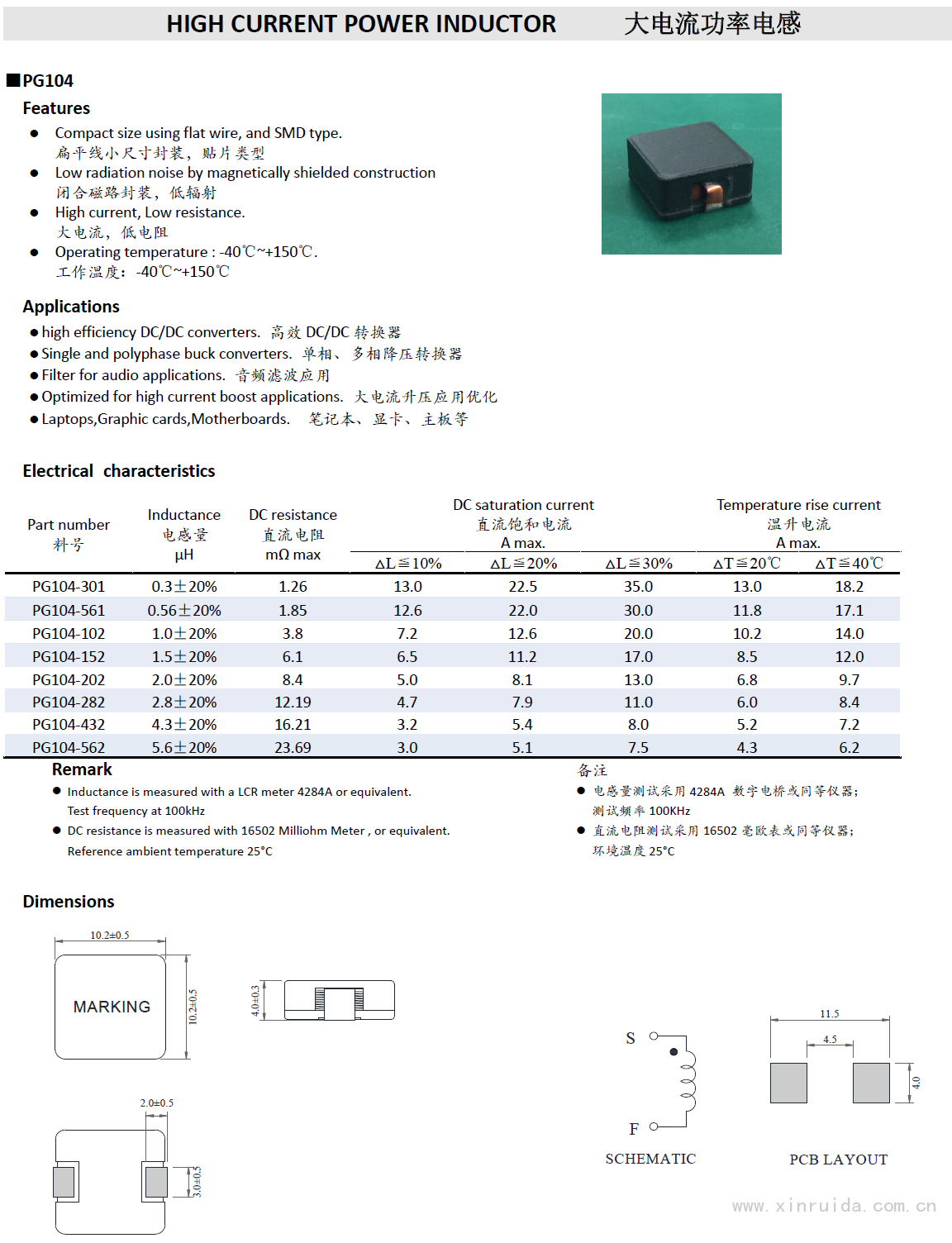 大電流電感 PG104系列1