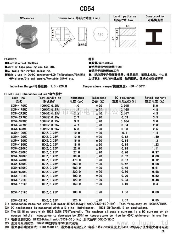 CD54貼片功率電感 