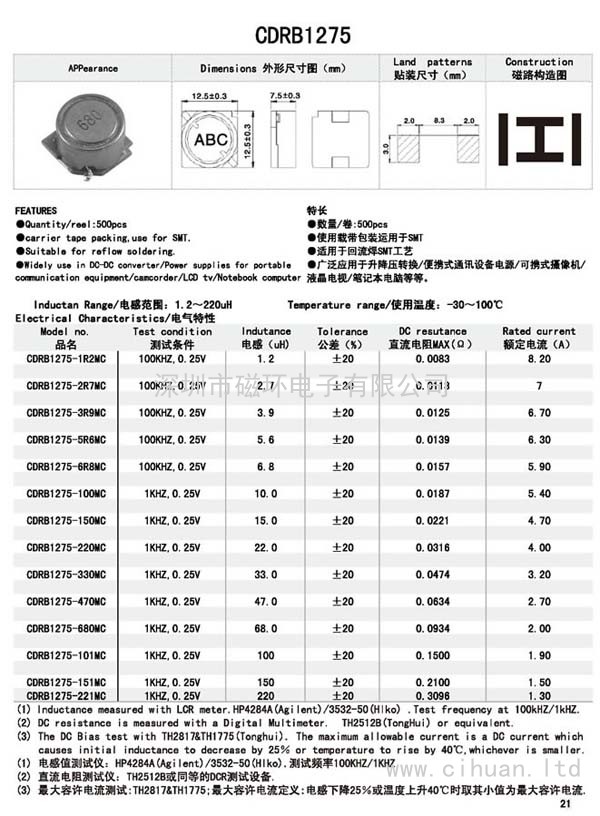 CDRB1275貼片功率電感 