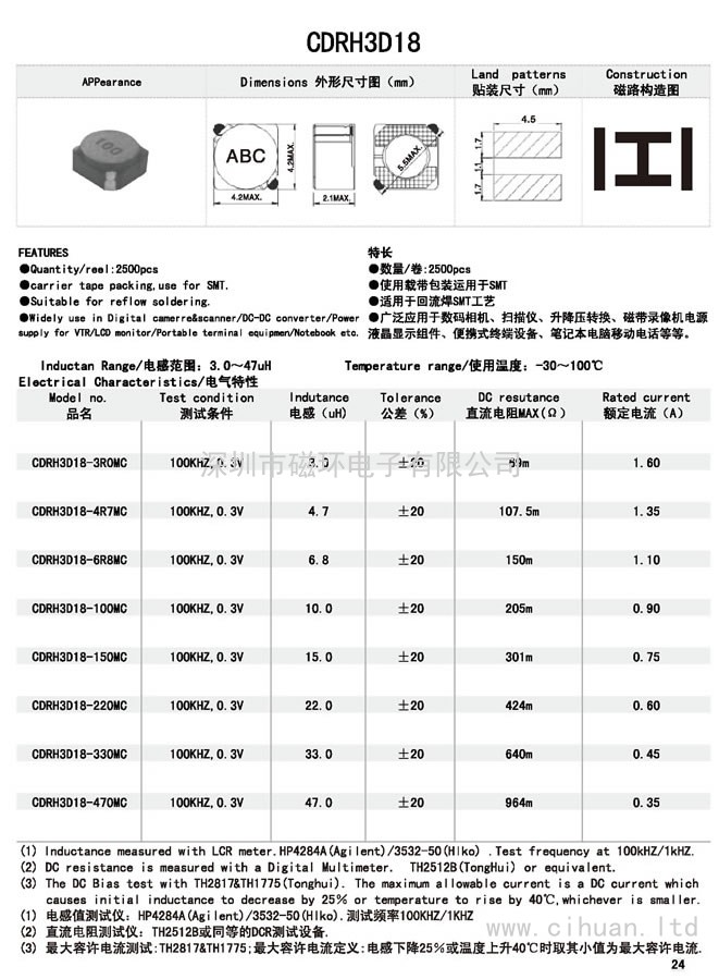 CDRH3D18貼片功率電感 