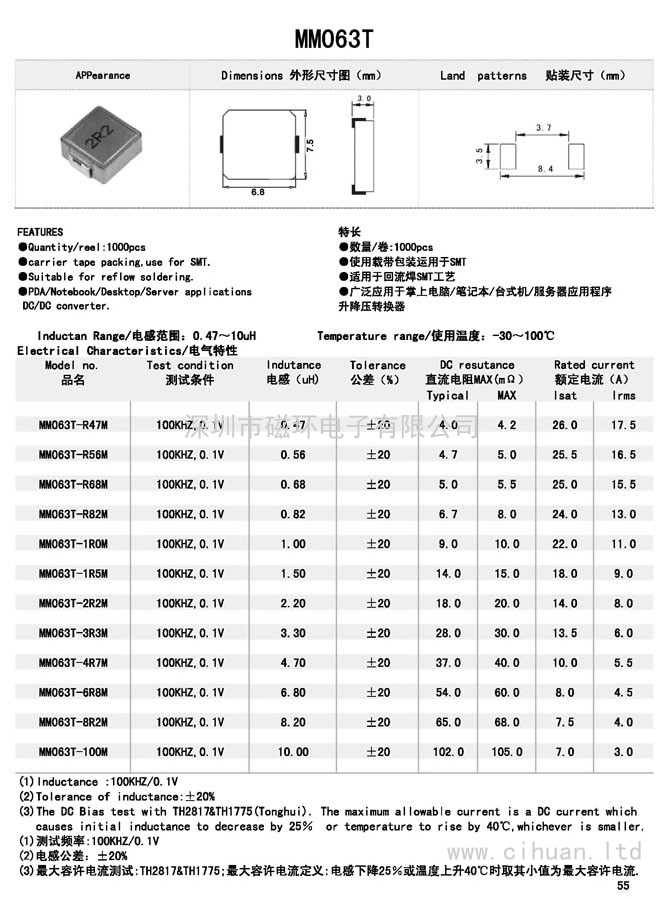 MM063T貼片功率電感 