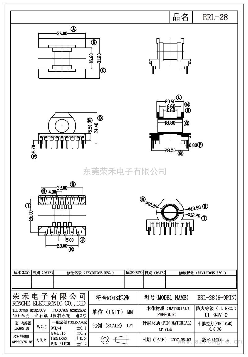 RH-ERL-28/ERL-28臥式 (6+9PIN)