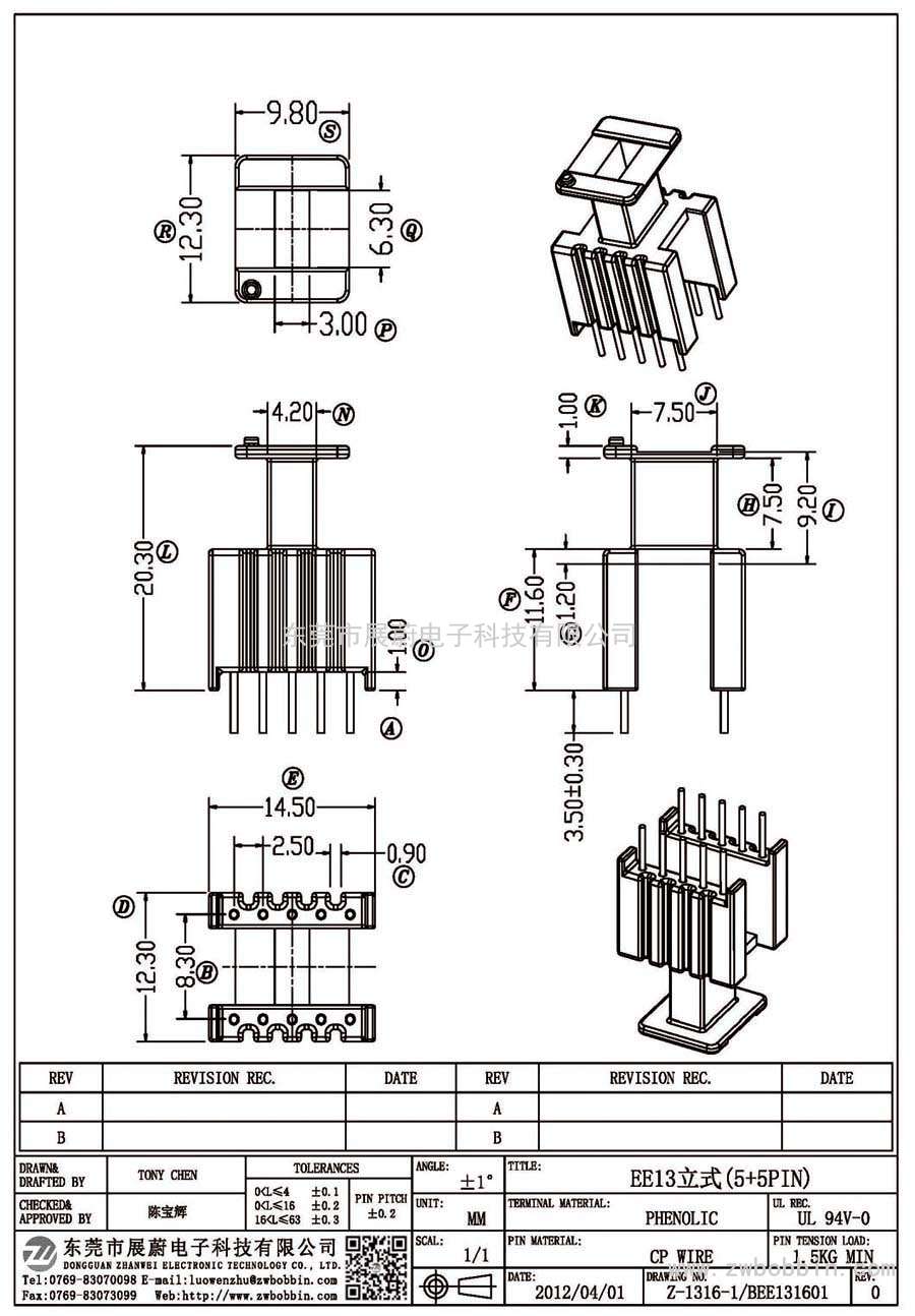 Z-1316-1/EE13立式(5+5PIN)