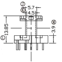 HXC-1611-1 EE16 EE1608加寬安規立式5+2針